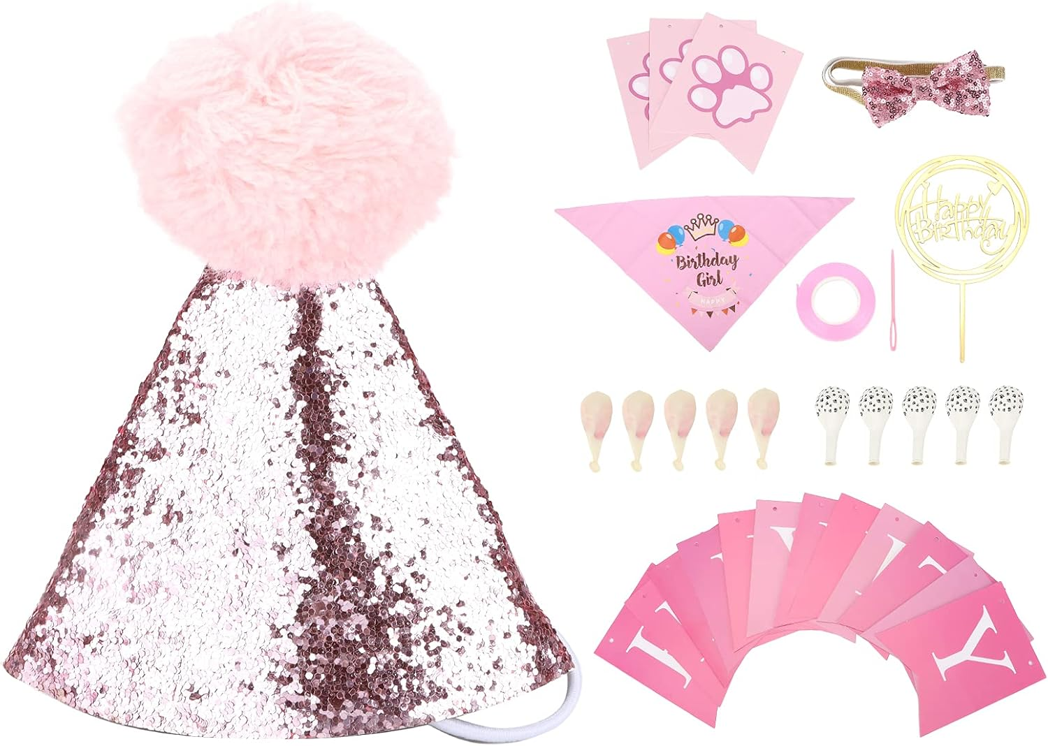 Dog Birthday Scarf and Dog Girl Boy,Dog Birthday Scarf Hat - Adjustable, Soft, Comfortable, Durable Birthday Supplies for Dogs image number 5