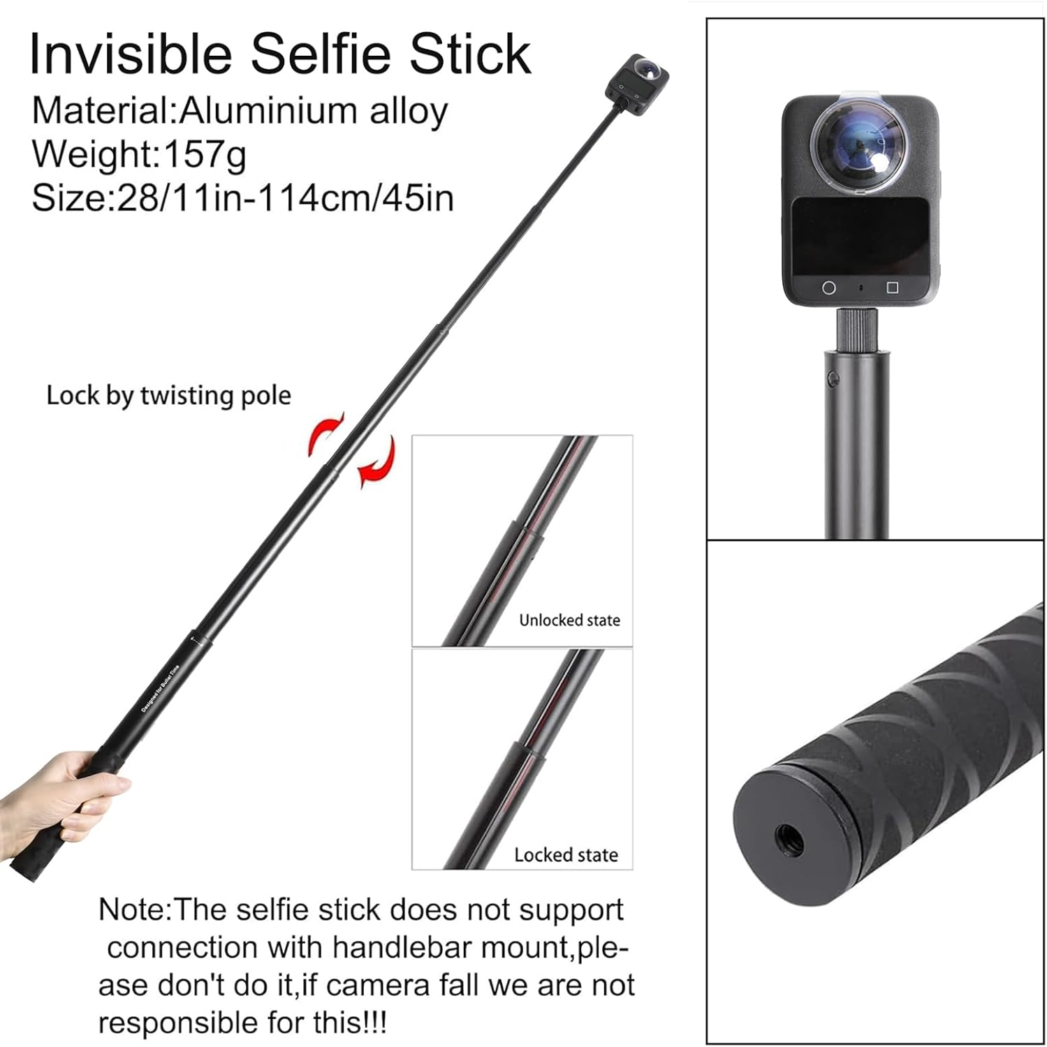 Pellking Accessories Kit for DJI Osmo 360,Included Carrying Case with Belt,2 Pcs Metal 1/4" Adapter,Handlebar Clamp,Magnetic Mount,43In Selfie Stick,Chest Strap,Head Strap,Backpack Mount,And Others