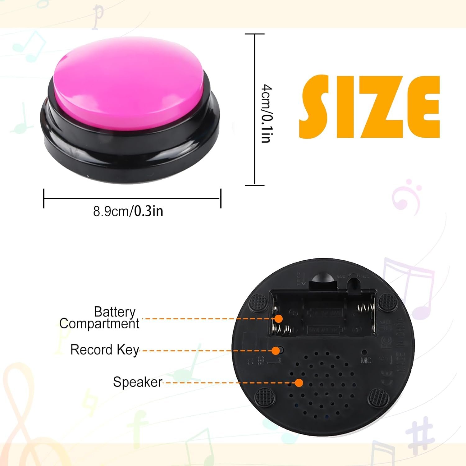 Buzzer with Recording Function, Pack of 4 Coloured Buzzers with Sound, Dog Buttons for Talking Buzzer Dog Recording Buttons for Dog Interaction Dog Buttons Intelligence Toy for Dogs image number 4