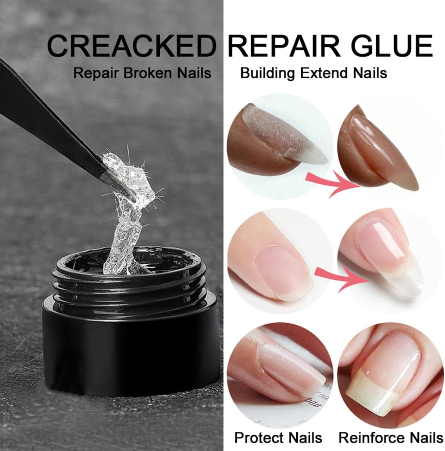 Cracked Nail Repair for Natural Nails - Nail Mender for Natural Broken Nail,Manicure Supplies, Double-Ended Brush Included, Instantly Fill in and Fix Nail Cracks image number 5