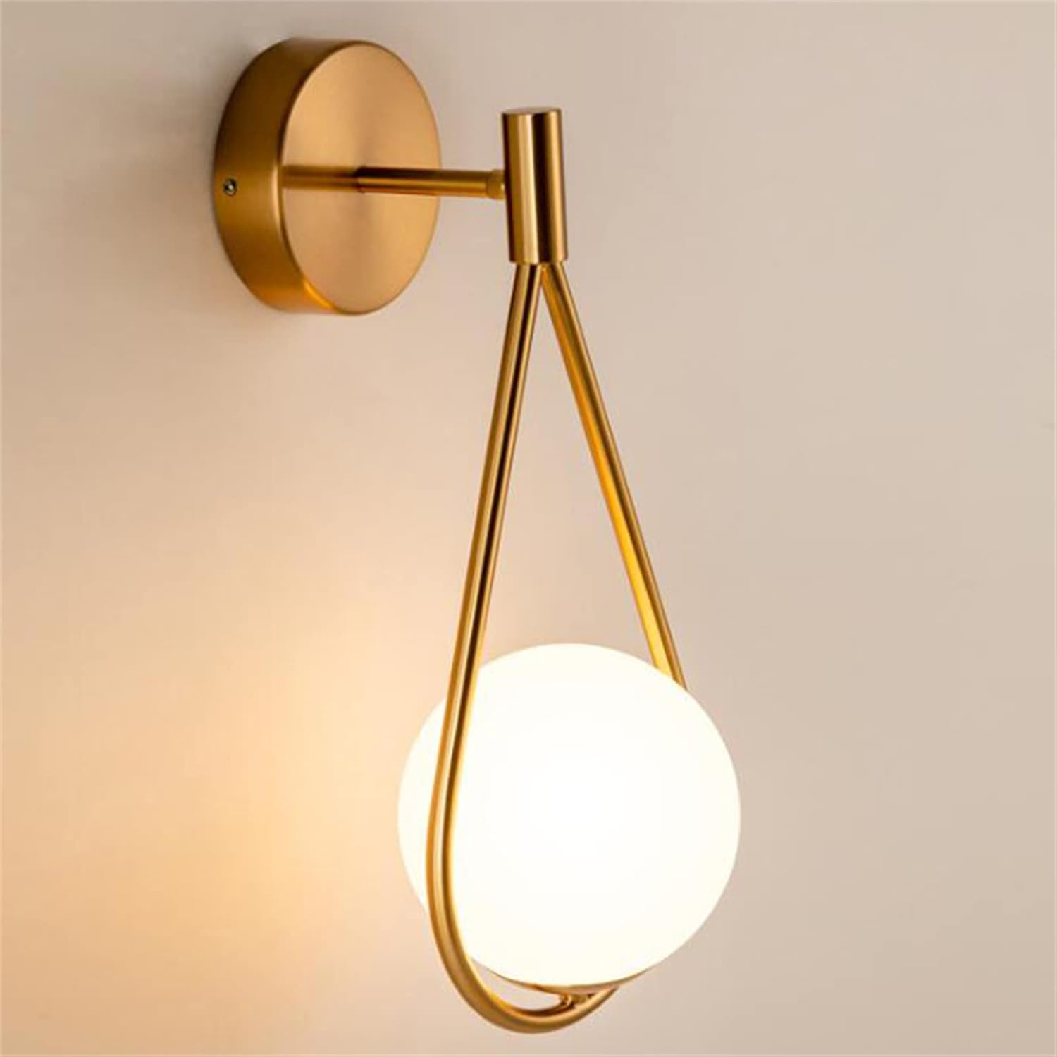 LED Golden Indoor Wall Lamp for Living Room E27 Vintage Wall Sconces Lamp Creative Drop Shaped Glass Metal Industrial Retro Gold Wall Light for Dining Room Bedroom Study Hallway Stairs (1 Pack)