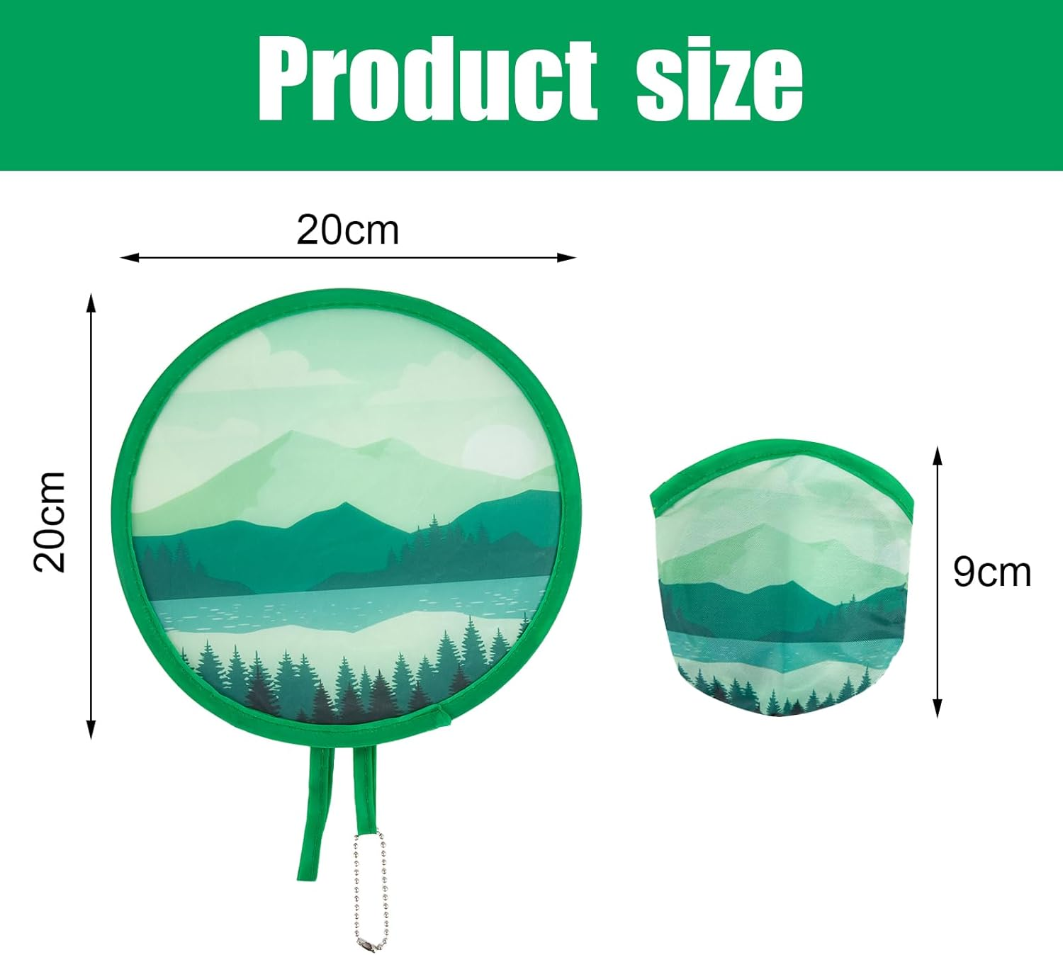 4 Pcs round Foldable Hand Fan Landscape Japanese Foldable Fan Style Handheld Foldable Compact Cooling Fans,Round Folding Fan for Outdoor Games,Xmas Decoration,Festival,Party Favors,Travel,Events image number 1