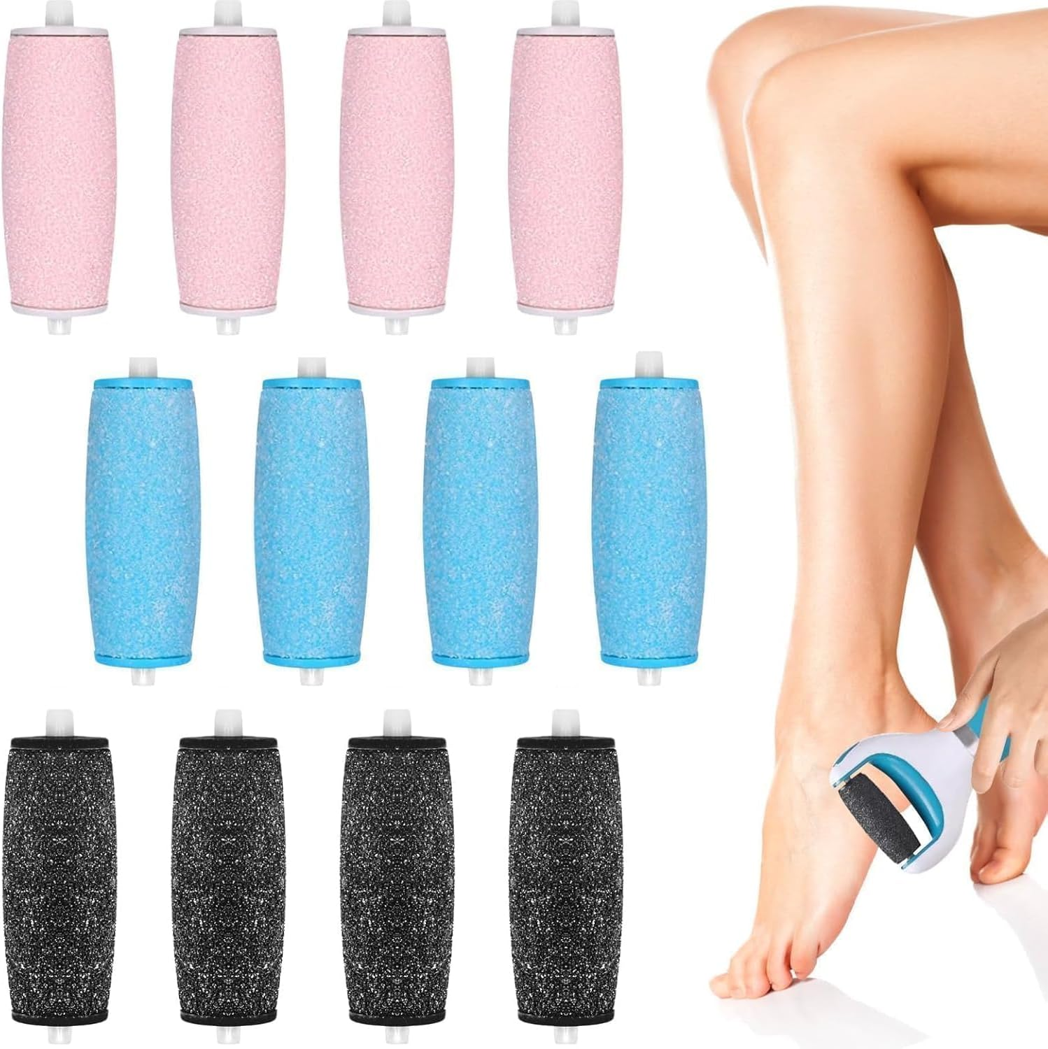 Callus Remover Replacement Rollers Extra Coarse Mineral Diamond Particles Pack of 12 3 Roughness Levels image number 1