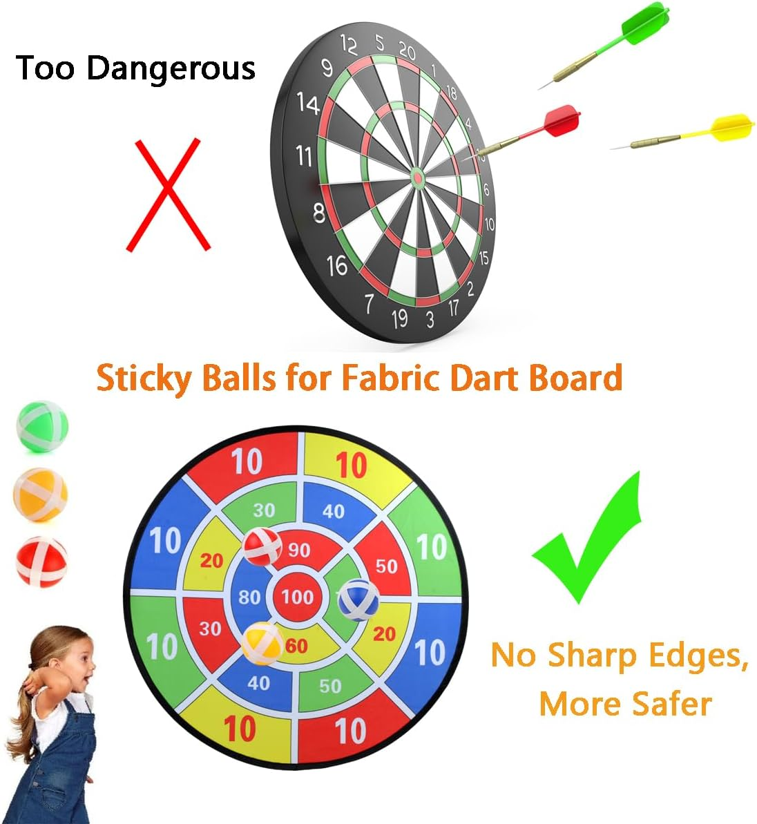 80 Pieces Kids Dart Board Sticky Balls, Colorful Sticky Balls for Fabric Dart Board Darts Game Accessories for Fabric Dart Board, Kids Indoor Outdoor Sport Party Game(8 Colors) image number 2