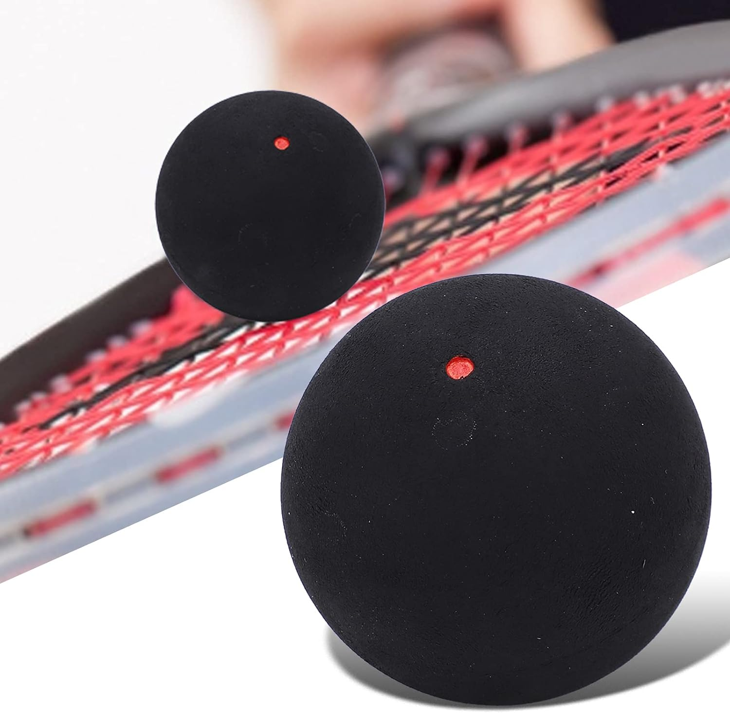 Single Dot Squash Balls, Rubber Material, 37Mm Diameter, 25G Weight, Soft Feel Low Vibration, Ideal for Beginners Intermediate, Suitable for Training & Practice, - Single Red Dot image number 4