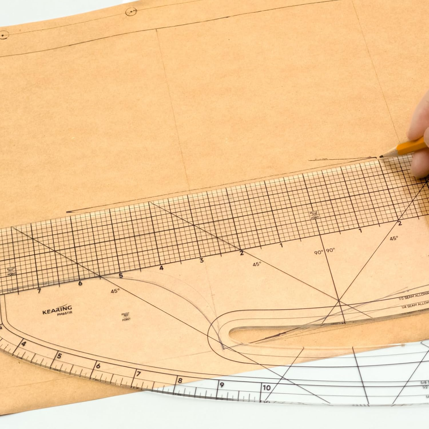 KEARING Metric Acrylic Pattern Master Ruler for Sewing, Pattern Making image number 1