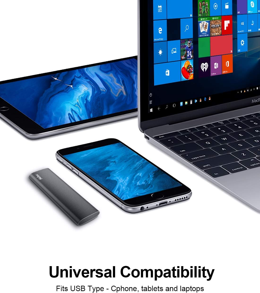 Netac 250GB Z Slim 550Mb/S USB External Hard Drive SSD Portable High Speed USB 3.2 Gen 2 Type-C Aluminum Black Portable SSD - 2.0 Tb, Zx20L image number 7