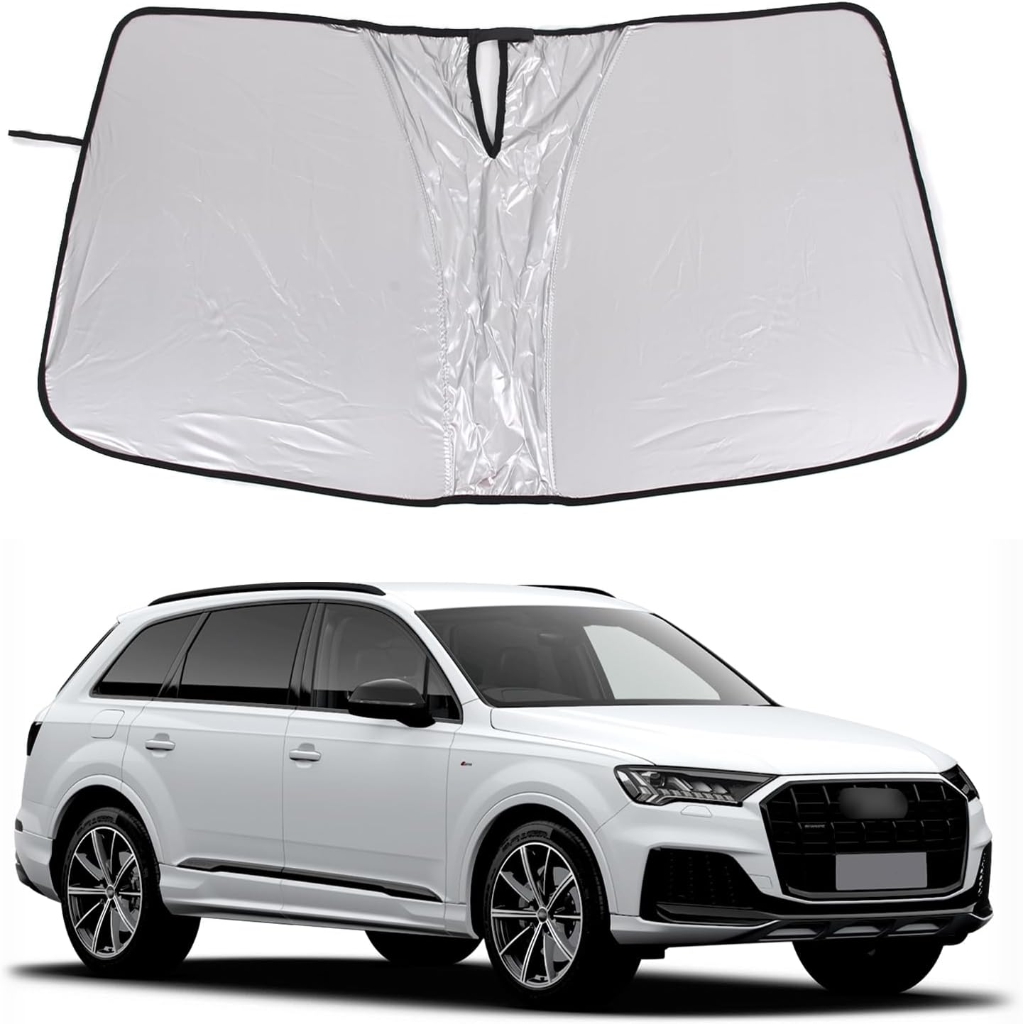 Windshield Sunshade for Benz Smart Fortwo Forfour 453 451 450 2009-2021 Front Window Sun Shade Foldable Reflective Sun Visor Custom Sunscreen UV Blocker Privacy Protector Heatshield (Black)