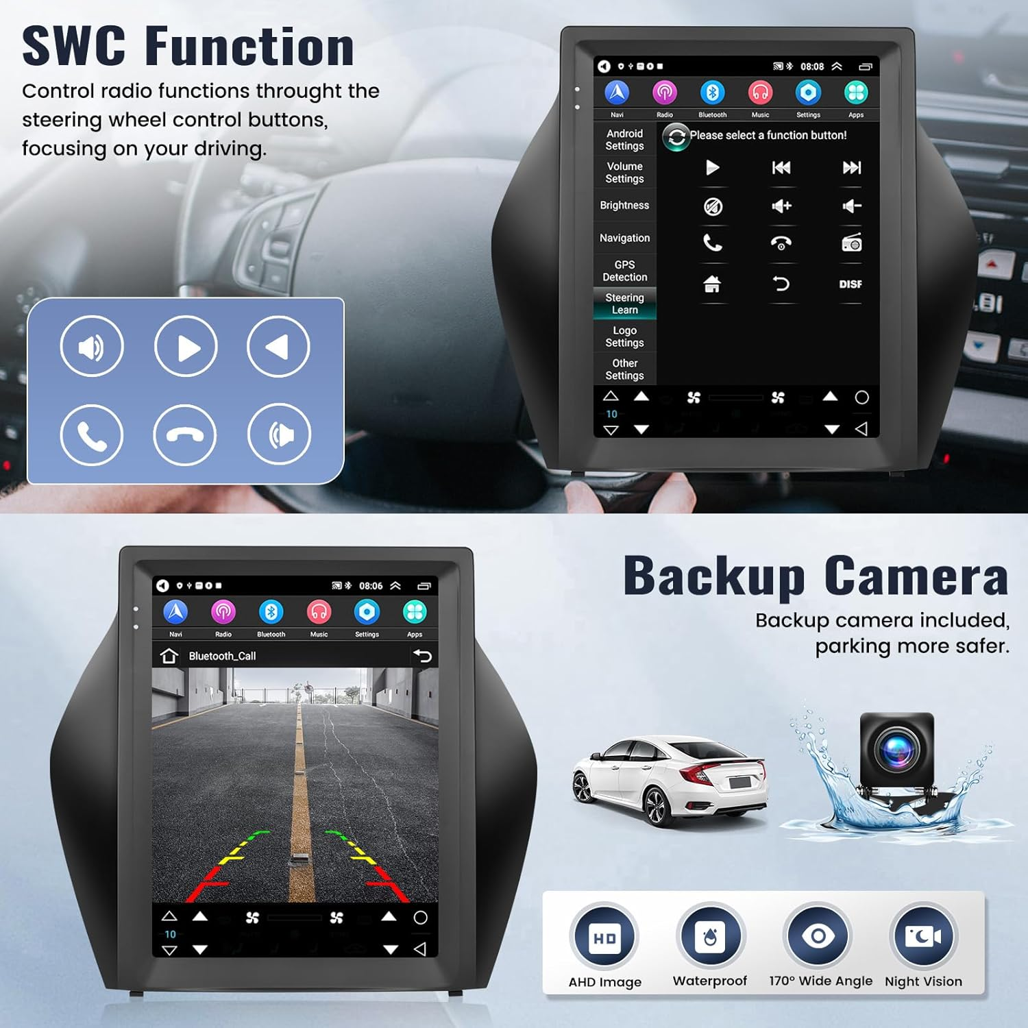 SIXWIN Android Car Stereo for Hyundai IX35 2010-2015 9.7 Inch Touch Screen Car Radio with Wireless Carplay Android Auto 2G+64G GPS Navigation Bluetooth FM Wifi Hifi Backup Camera MIC