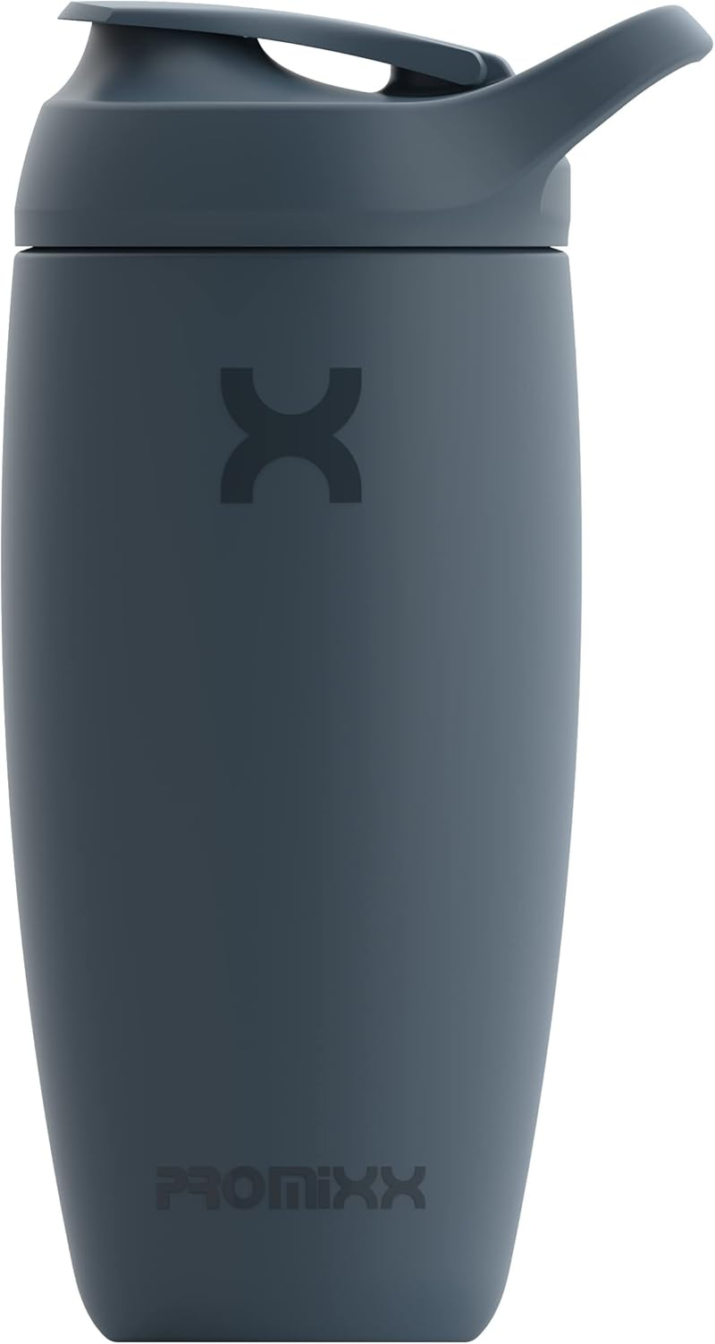 Promixx Pursuit Shaker Bottle Insulated Stainless Steel Water Bottle and Blender Cup, 550Ml, Midnight Blue