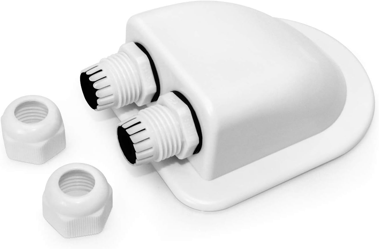 QWORK 2 Pcs IP68 Waterproof ABS Solar Double Cable Entry Gland-Weather Resistant Dual Cable Entry Housing for Solar Panels of RV, Caravan and Marine, White image number 3