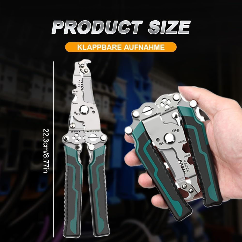 18 in 1 Foldable Wire Stripper, 2025 New Multifunctional Wire Stripper Pliers, Professional Wire Stripper Crimper Cable Cutter Pliers for Cutting and Pulling Wires Cable Scissors image number 2