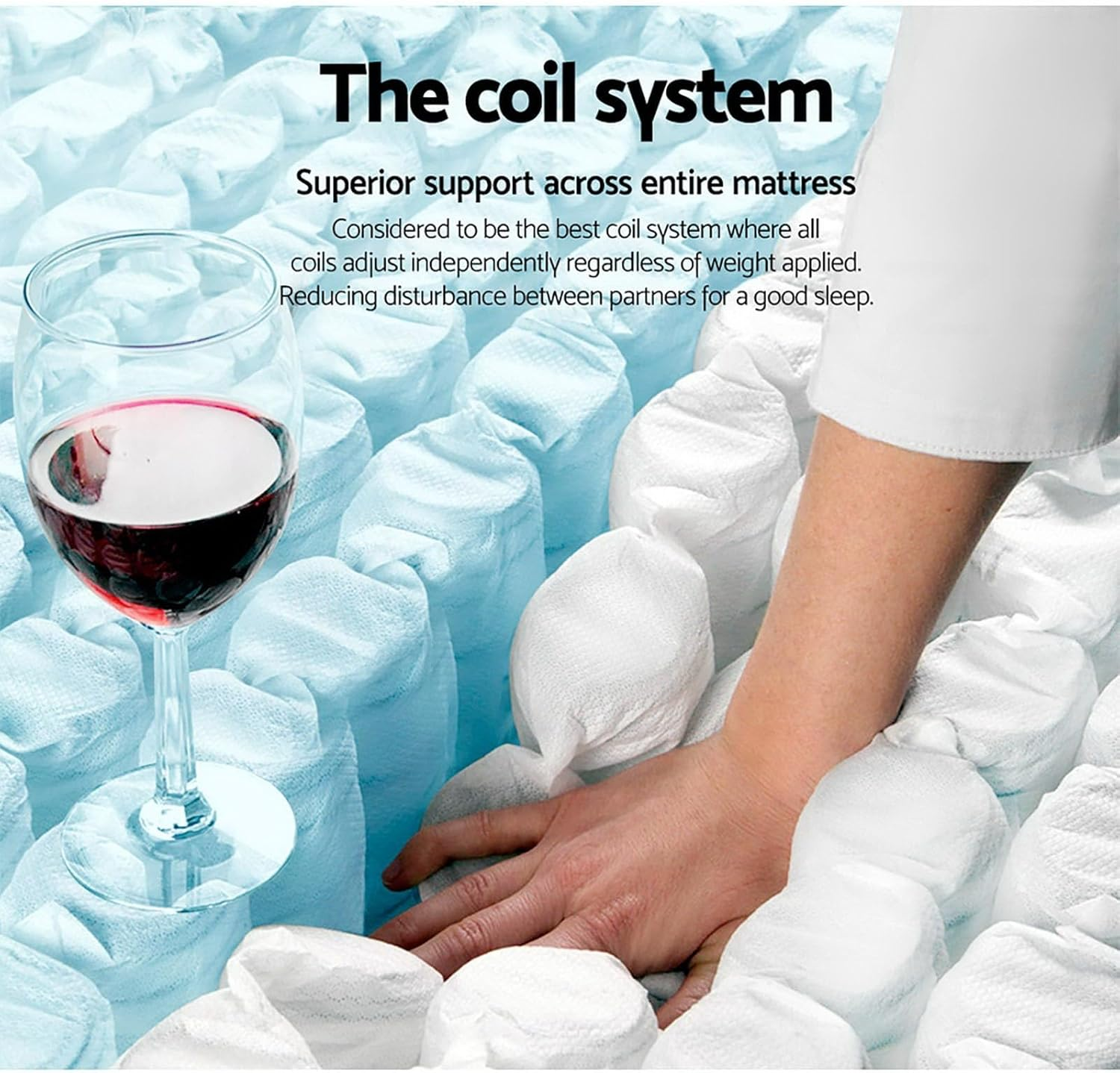 Giselle Bedding Double Mattress Bed Foam Mattresses 30Cm Thickness, with 5-Zone Pocket Spring System and Breathable Euro Top, 5Yrs Warranty, Medium Firm, White with Vacuum Packed image number 5