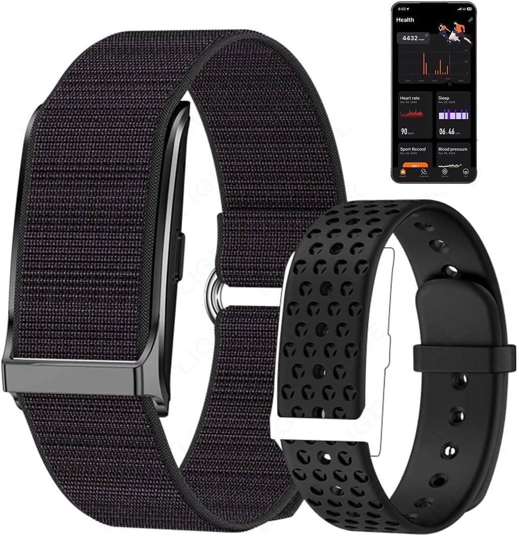 Smart Bracelet, Wearable Activity & Fitness Tracker with 24H Sleep Tracker, Heart Rate Blood Pressure Monitor, 173 Sport Modes, 2 Bands (Black)