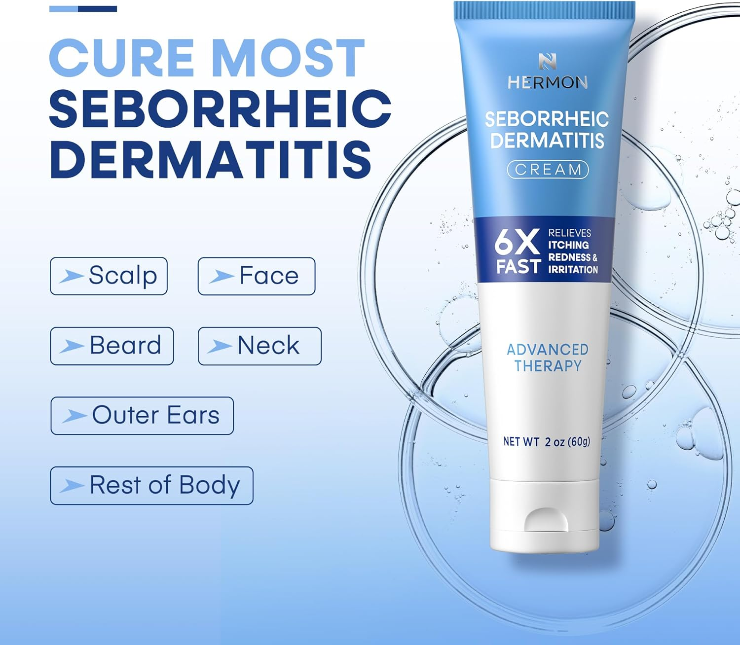 Hermon Seborrheic Dermatitis Scalp Treatment Cream: Itchy Relief, Redness & Flaking Seborrheic Dermatitis - Fast Acting Anti-Itchy Ointment for Scalp image number 4