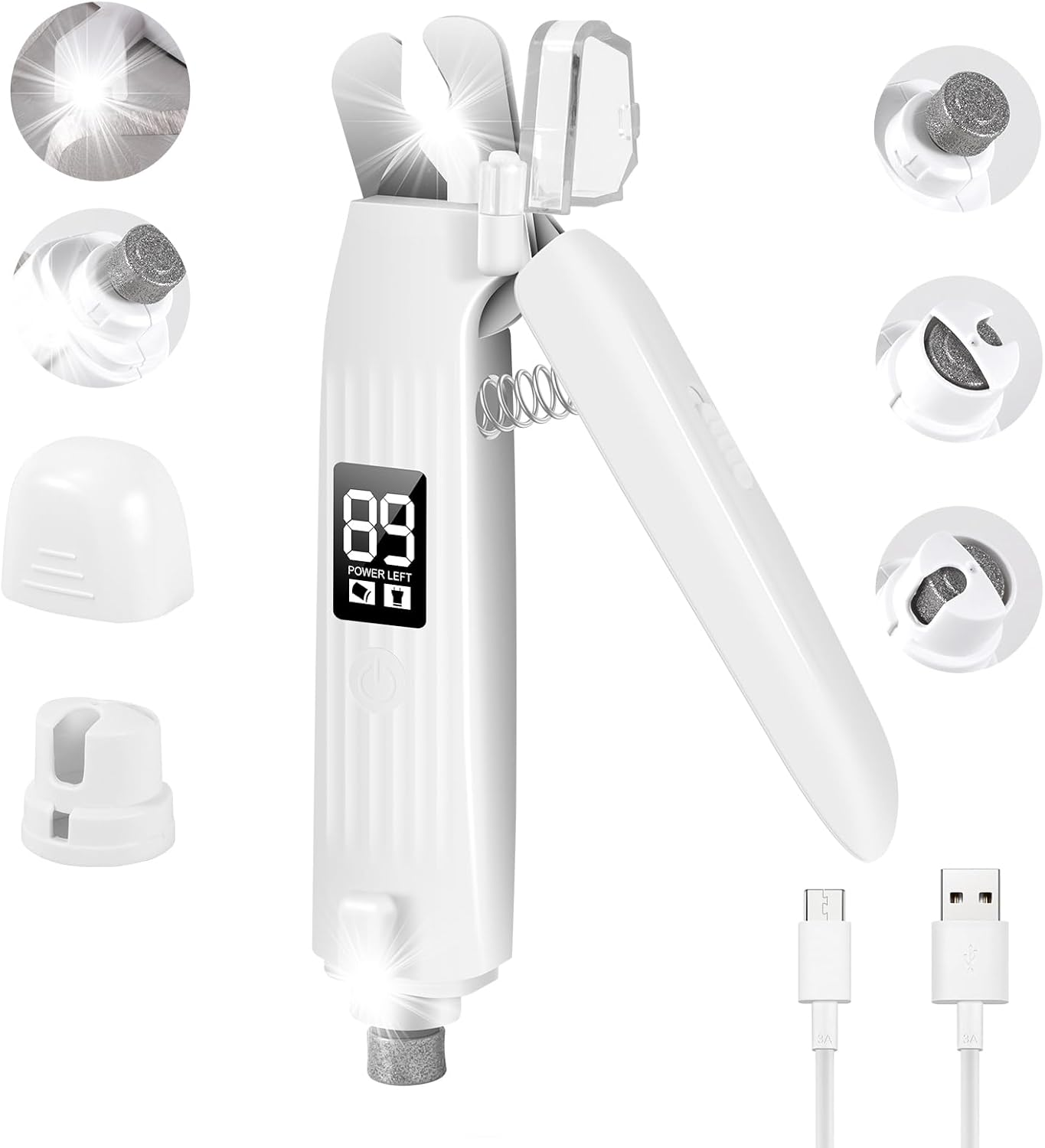 SZMDLX Cat & Dog Nail Trimmers, Electric Rechargeable Dog Nail Clippers & Dog Nail Grinder with 2 LED Light Paws Grooming Kit, Dog Nail File Quiet Pet Nail Clippers & Grinder Trimmer for Dogs and Cats image number 2