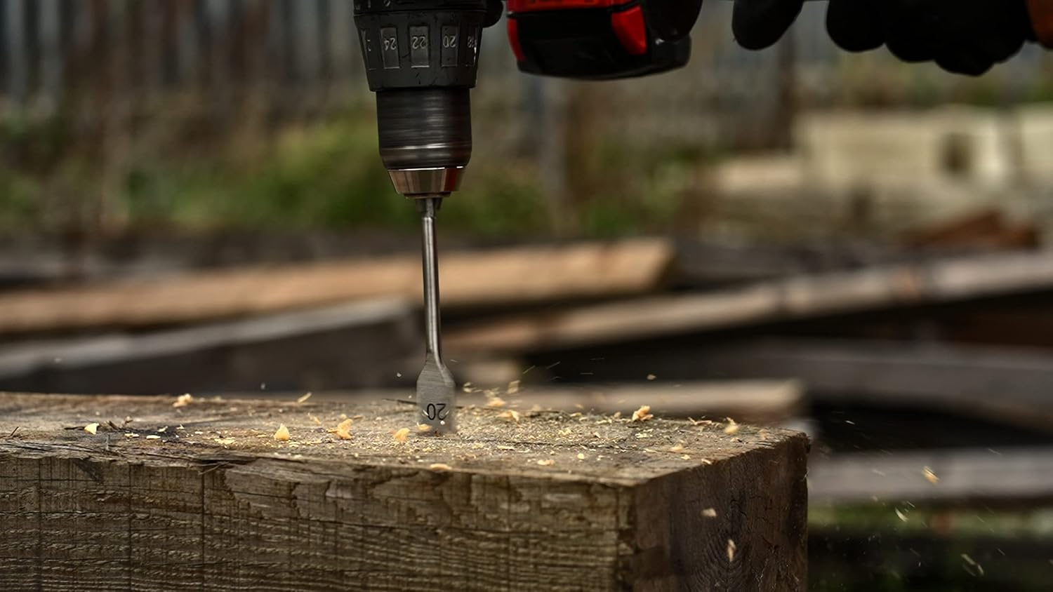 Starrett Flat Wood Drill Bit - 20X152MM KFWD20A High Speed Steel HSS 1/4 Inch Hex Shank Spade Drill Bit - Woodworking Hole Cutter Tool image number 3