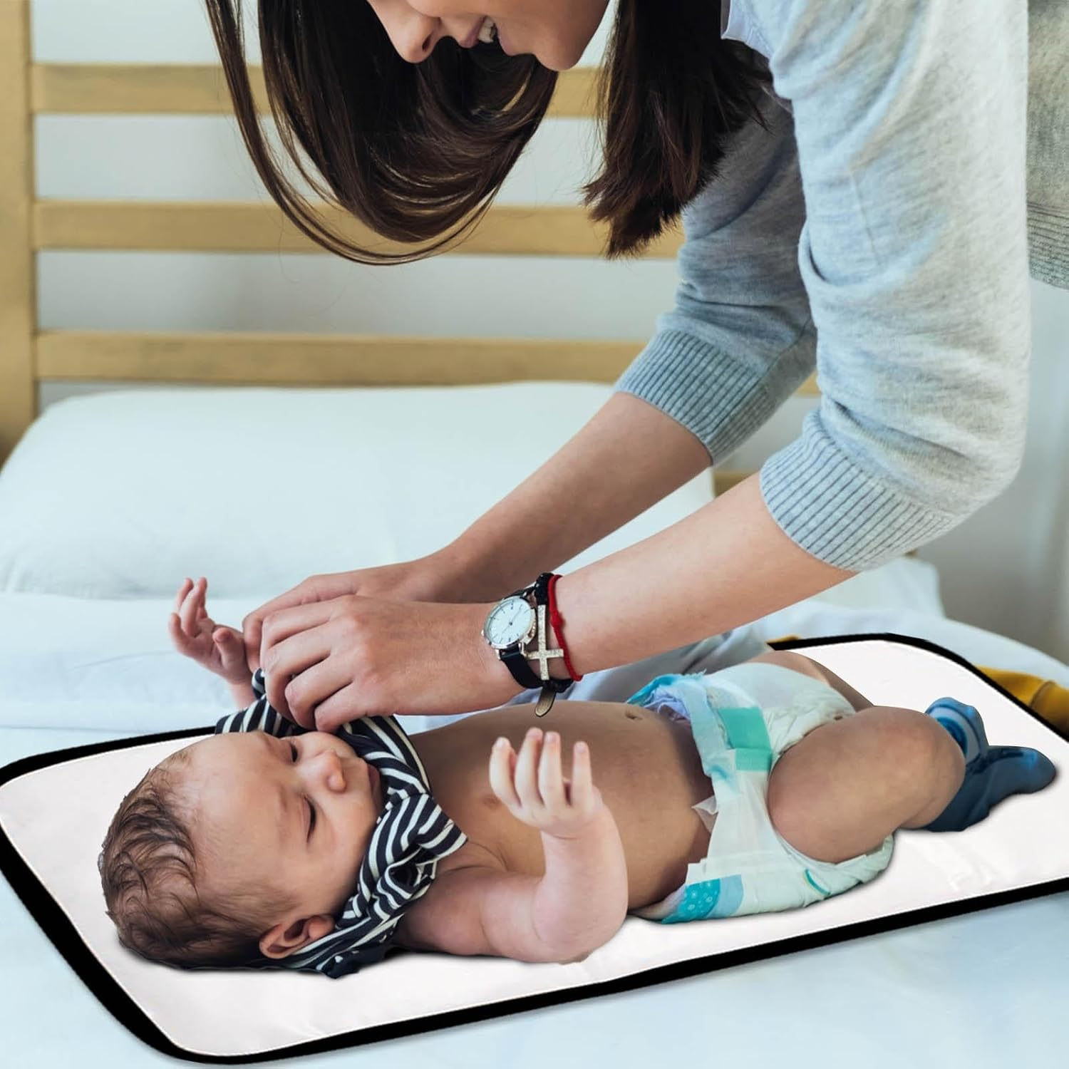 Baby Portable Changing Mat - Travel Baby Change Mat, Waterproof Comfortable Portable Diaper Pad Changing Mat, Foldable Nappy Changing Mat, for Toddlerss Infants & Newborns Home Outside image number 2