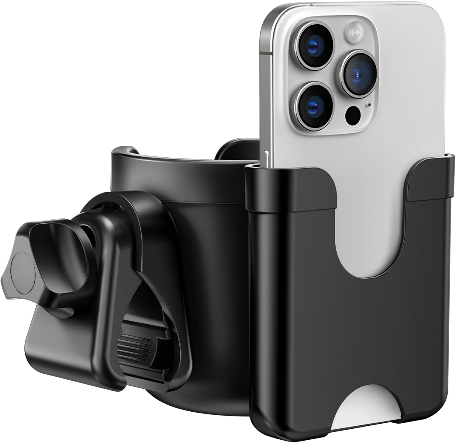 Guiseapue - Stroller Cup Holder with Phone Holder, Universal Bottle Holder for Wheelchair Walker Bike Scooter Stroller Accessories for Uppababy Nuna Bugaboo Doona Stroller Gifts for Women Mom Men