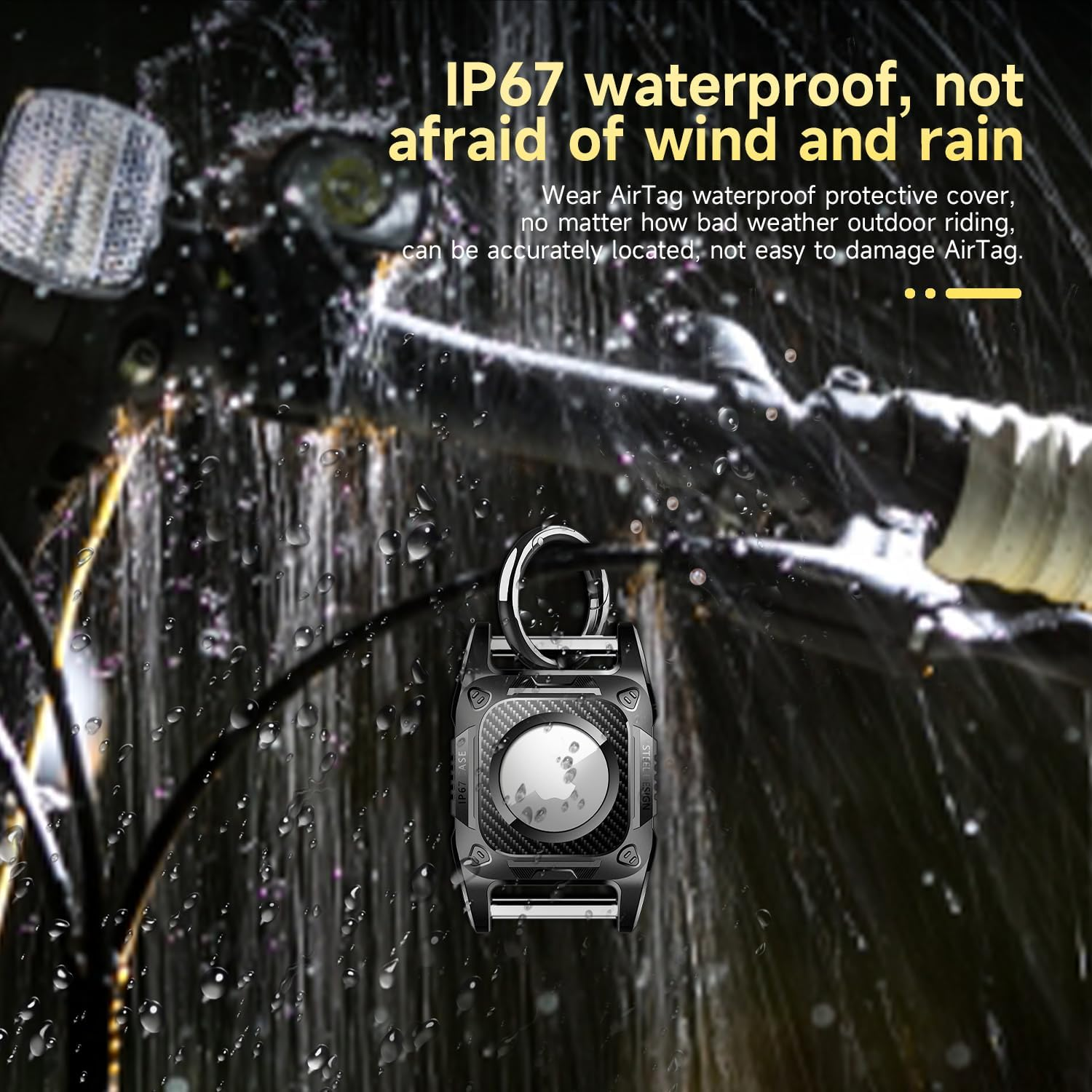 For Airtag Dog Collar Holder | for Air Tag Case Waterproof - for Airtag Holder for Dog Collar with Removable Metal Loop, Sturdy TPU, Lightweight, Compact Size (Black) image number 1