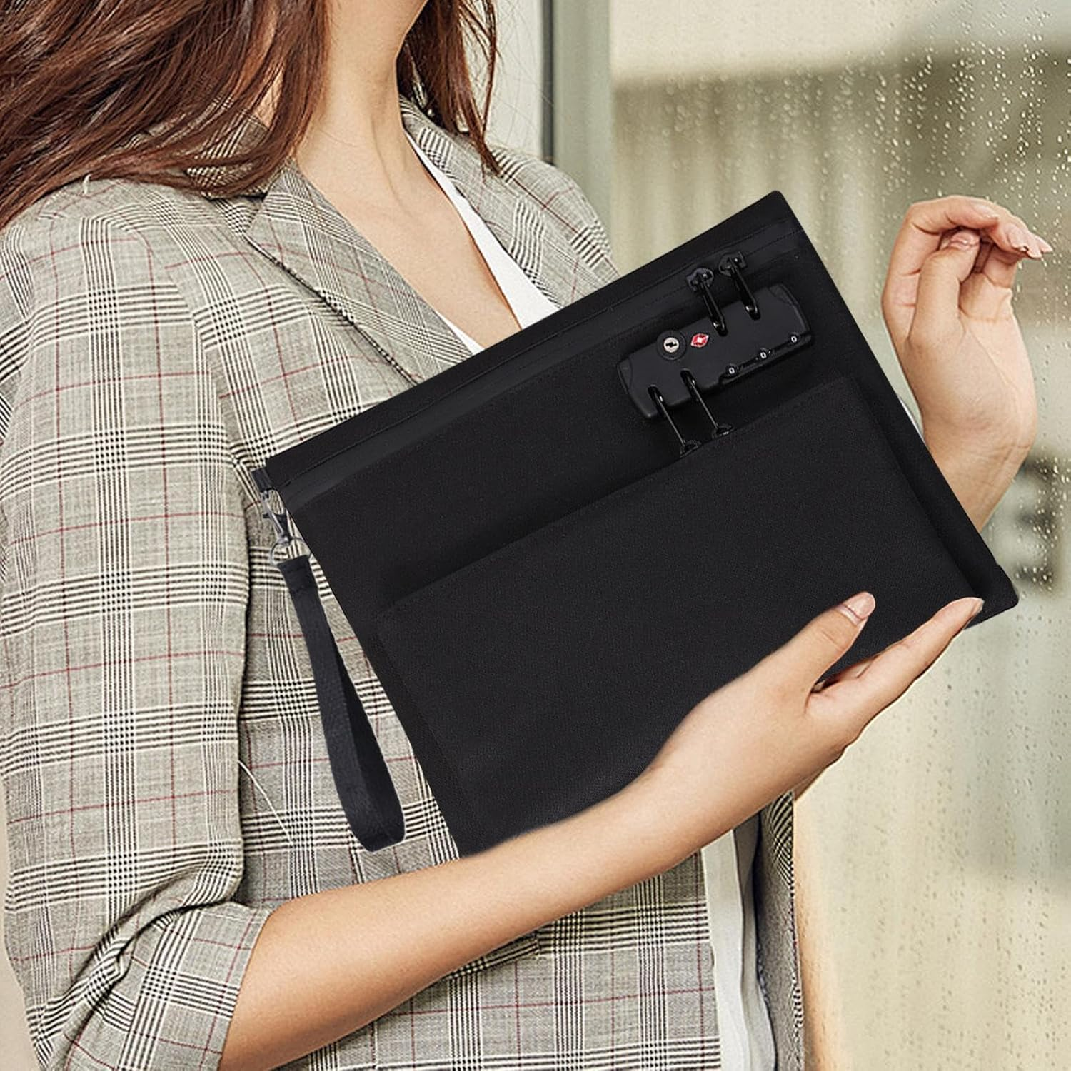 Lockable Money Bag - Accessories Pouch,Fashion Double-Layer Locked Wallet for Cash Bank Men Women Notary Supplies Secure Document Organization image number 5