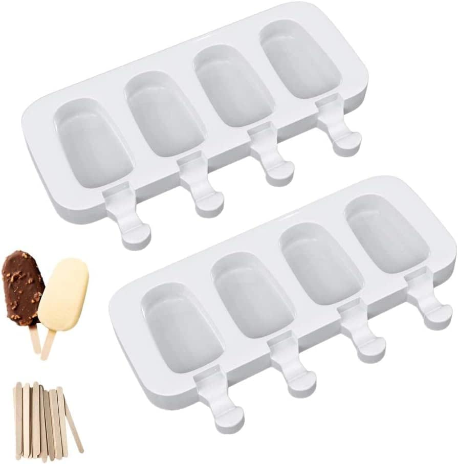 Maedery Ice Cream Mold Popsicle Mold 2 Pieces,Silicone Simple Ice Cream Mold Cake Mold Homemade Popsicle, with 100 Pcs Wooden Stick, Suitable for DIY Ice Cream image number 5
