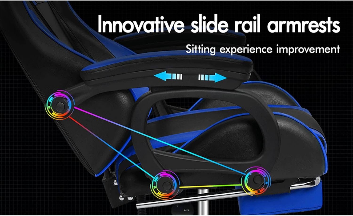 ALFORDSON Gaming Chair with Massage and 150&deg; Recline, Ergonomic Executive Office Chair PU Leather with Footrest, Adjustable Height Racing Chair with SGS Listed Gas Lift, Max 180Kg(Blue) image number 2