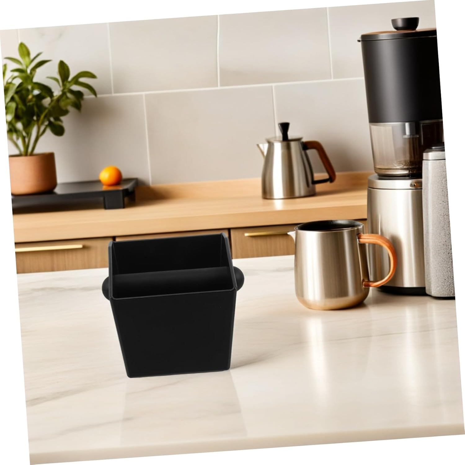 HOMOBABE Coffee Knock Box Espresso Dump Bin with Detachable Knocking Rod Non-Slip Base Coffee Grounds Container for Home and Office Countertop image number 4