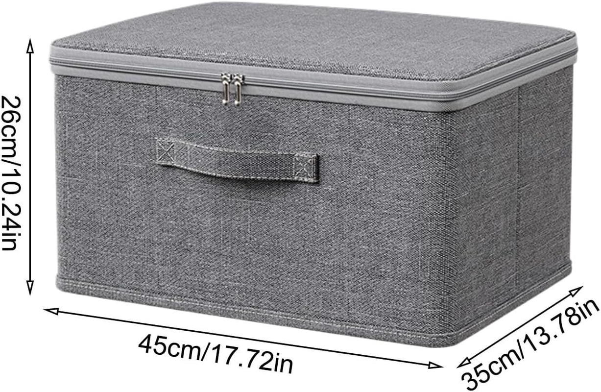 Gihioue Closet Quilt Organiser with Lid, 2 Large Storage Boxes with Zip Lid, Cupboard Basket with Handles for Organising Toys and Clothes image number 3