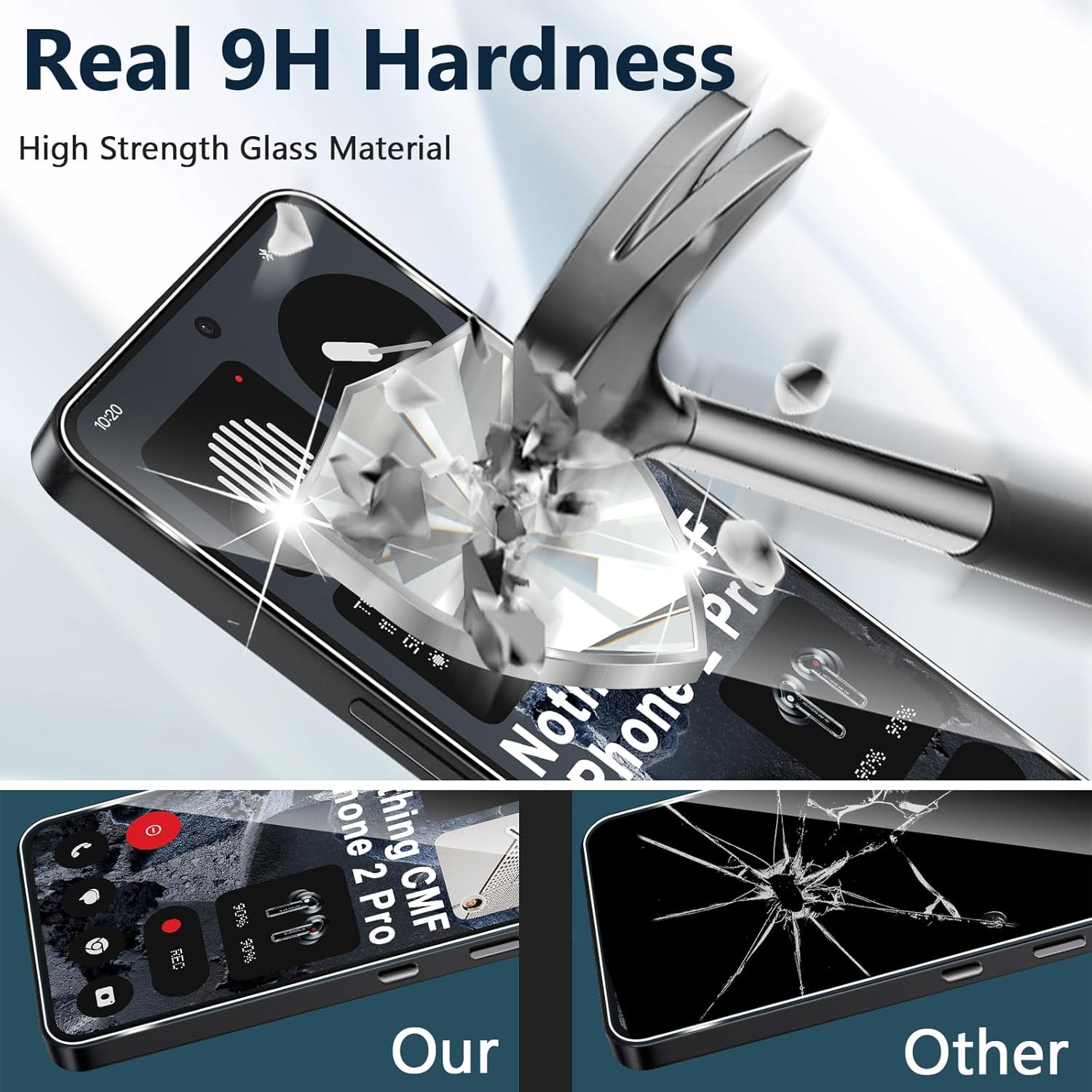 Xunzii Screen Protector for Nothing CMF Phone 2 Pro for Tempered Glass with Camera Protection [2+2 Pieces], 0.33 Mm Ultra Clear Film, 9H Hardness Screen Protector, Anti-Scratch Protective Glass image number 5