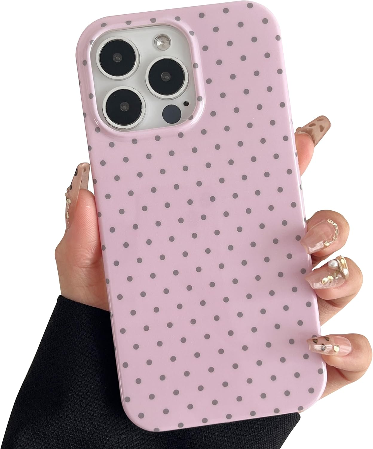 TQLGY for Iphone 15 Case Cute Polka Dot Phone Case Soft TPU Slim Shockproof Protective Cover for Women Girls, Pink image number 3