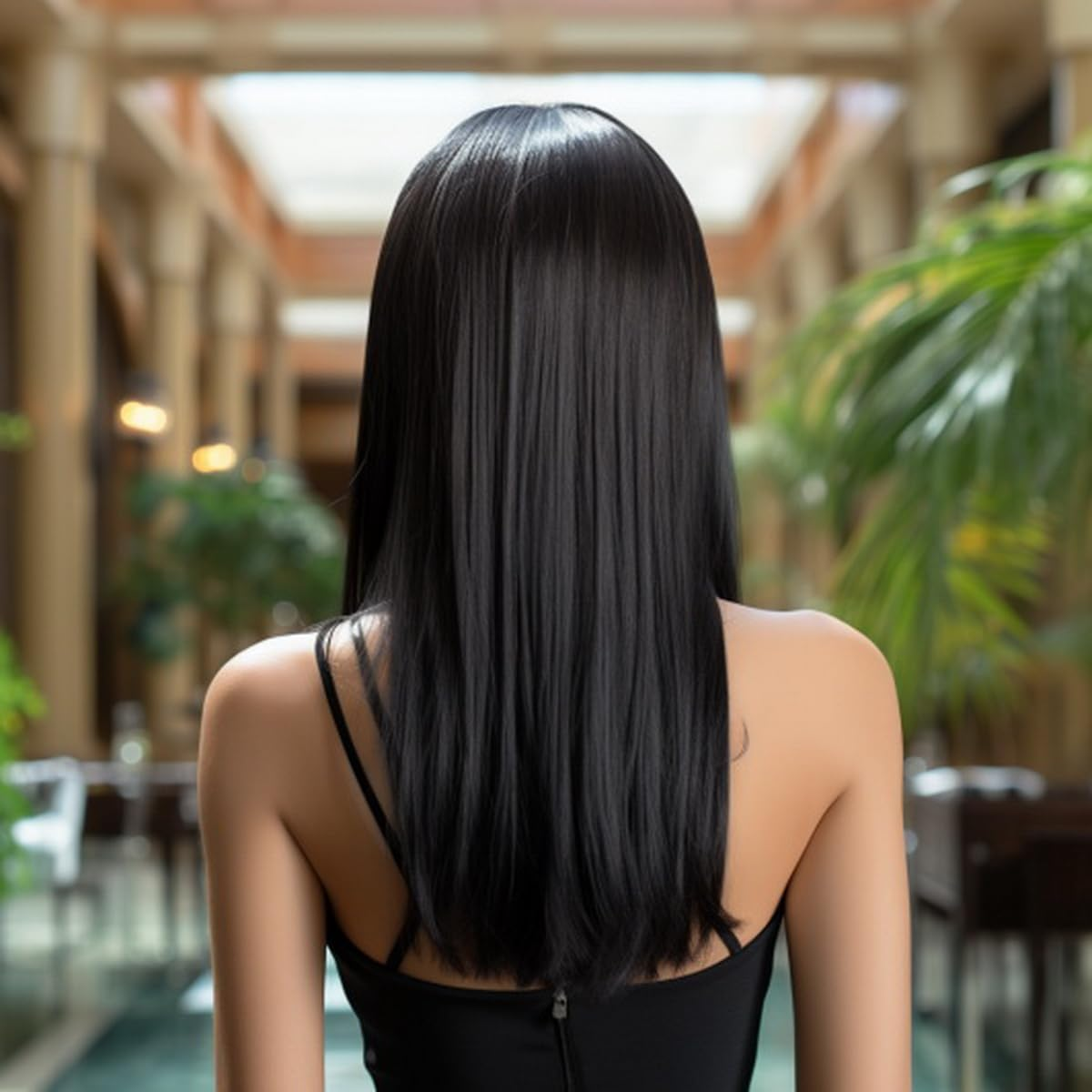 Wig with Bangs for Girls|Long Straight Colored Wigs for Women (Black) - Blonde image number 6