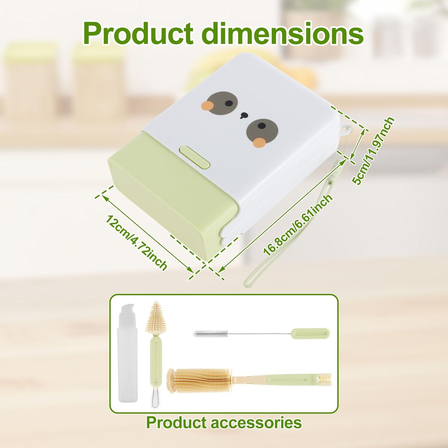 Bottle Cleaning Brush, Multipurpose Bottle Gap Cleaner Brush, with Folding Drain Rack Silicone Portable Cleaning Kit, Long Handle Silicone, anti Scratch, for Travel Camping Hotel Stay (White) - Yellow image number 3