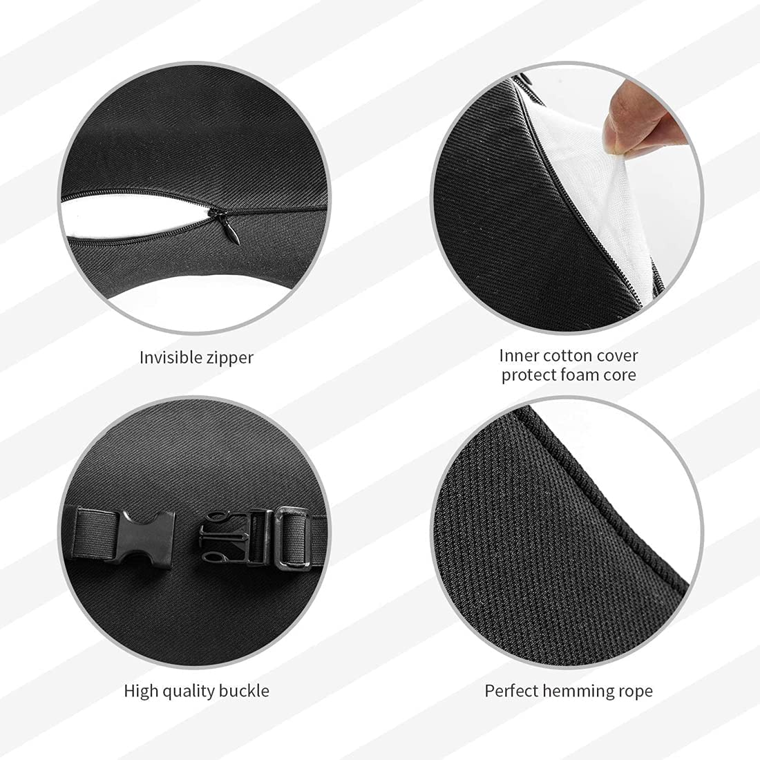 Car Seat Neck Pillow,Car Pillow for Driving Seat with Adjustable Strap,Space Memory Foam Car Pillow for Ice Silk Breathable Car (Gray) image number 1