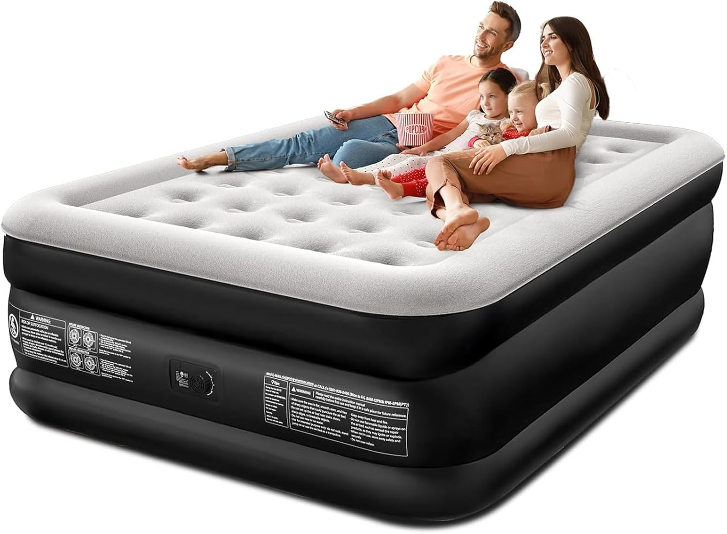 Queen Size Air Mattress,Built-In Air Pump,Automatic Inflating/Deflating PVC Waterproof Material,Skin-Friendly Flocking Surface, 203&times;152&times;47CM,300KG MAX, Suitable for Family Camping image number 1