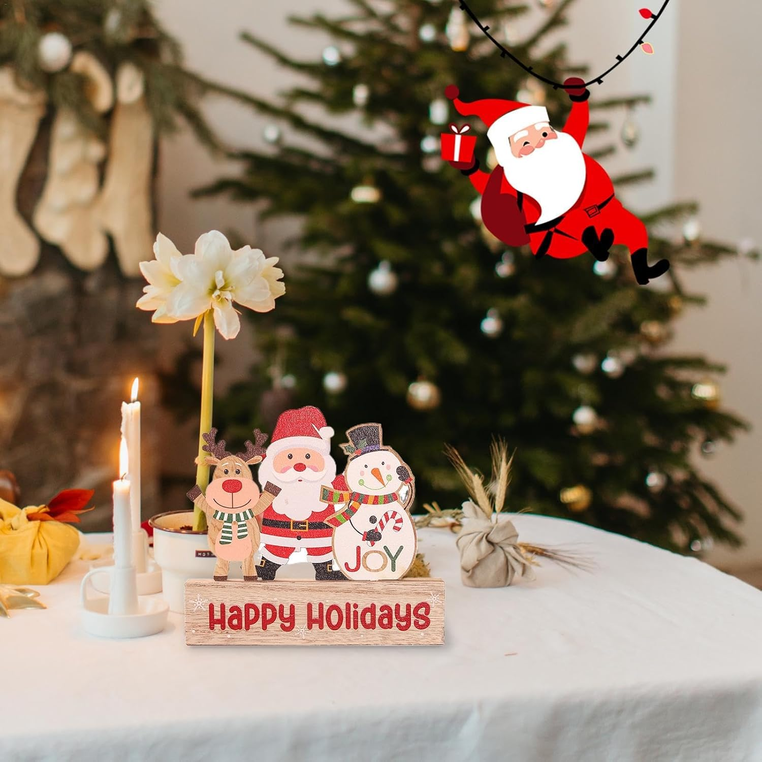 Wooden Table Top Christmas Decorations,Christmas Desk Decorations - Christmas Tabletop Signs, Christmas Tabletop Decoration, Elk image number 6