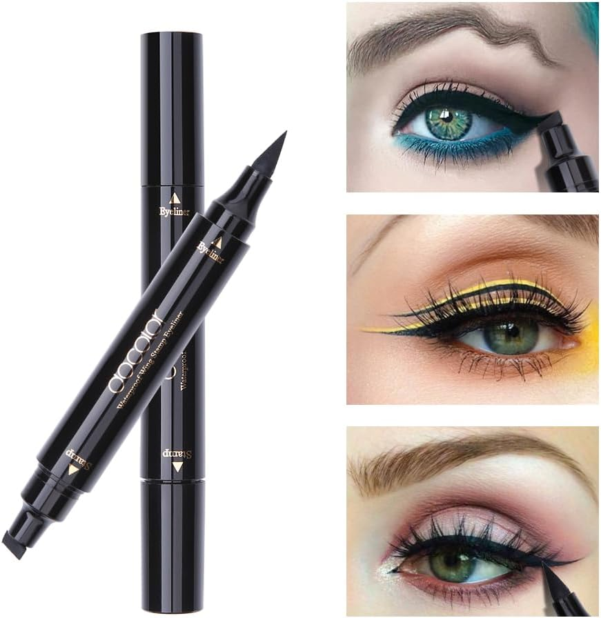 Docolor Eyeliner Stamp Double-Sided Liquid Winged Eye Liner Pen Waterproof Smudgeproof Long Lasting Wing Original Eyeliner Pen(1Pc,Black) image number 4