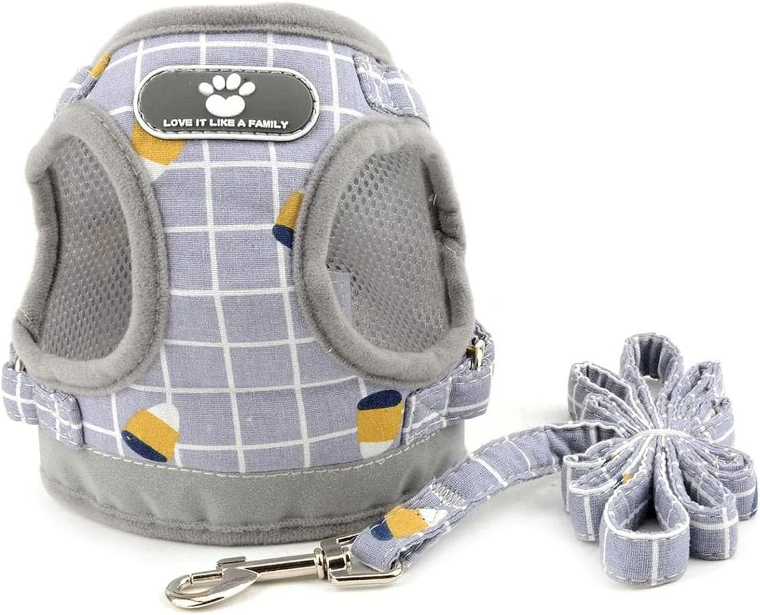 EZONEDEAL No Pull Small Dog Harness and Lead Set Adjustable Reflective Soft Padded Dog Vest Harness Jacket Easy Control Leash Breathable Pet Dogs Cats (Grey, Small) image number 5