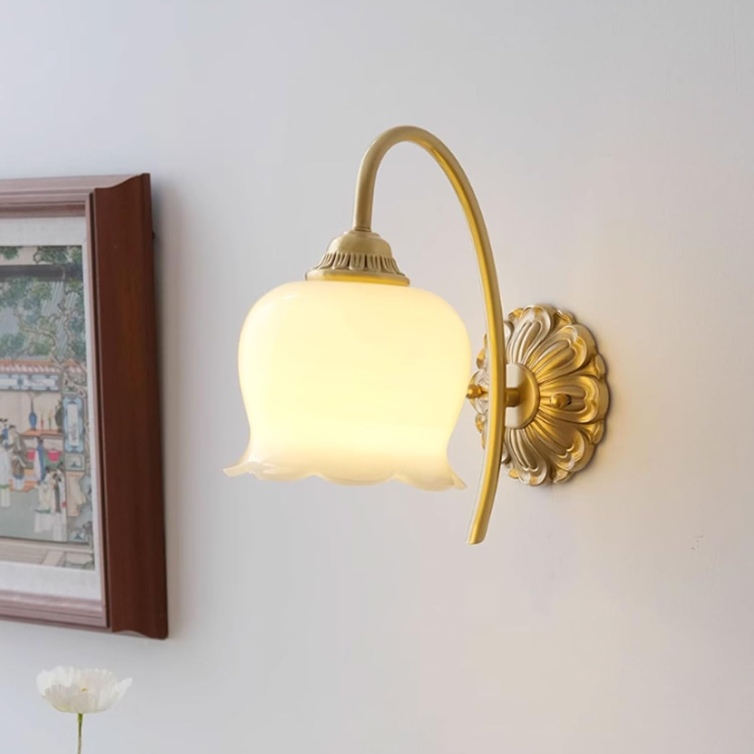 Wall Lamp LED Wall Mounted Lights Mirror above Brushed Brass Hallway Wall Lamp Wall Lamp for Bedroom Living Room Porch Wall Lighting image number 3