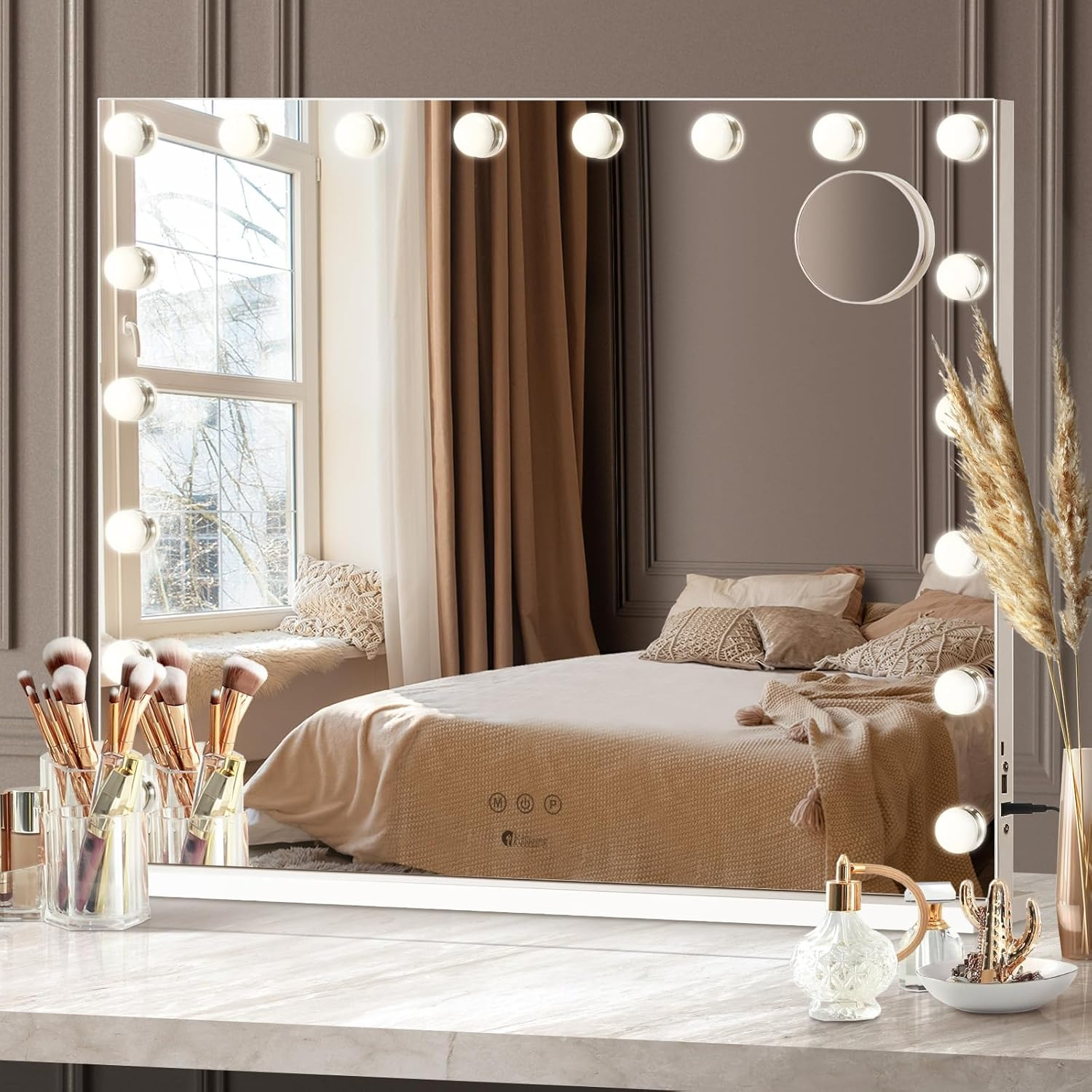 Oikiture Hollywood Vanity Mirror with Light, Smart Makeup Mirror with 18 LED Bulbs 80 X 58Cm Type-C & USB Power Charging Vanity Mirror with 10X Magnifying Mirror image number 6