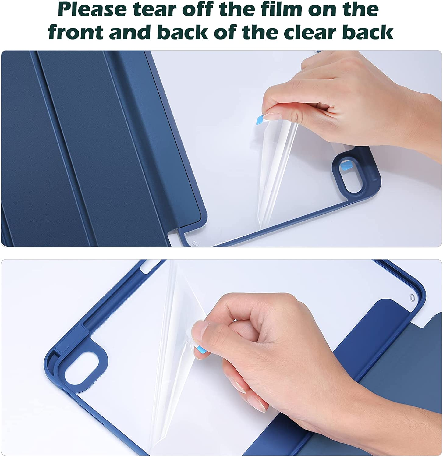 Procase for Ipad 11Th/10Th Gen Case with Pencil Holder, Clear Back Cover | for Ipad (A16) 11 Inch 2025/10.9 Inch 2022 | Hybrid Ipad 11 10 Case | Supports Auto Wake/Sleep | Navy