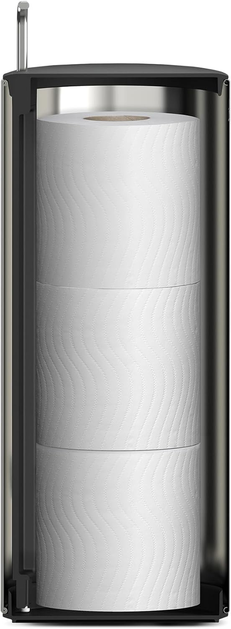 Joseph Joseph Easystore Luxe Stainless Steel Concealed Toilet Roll Holder Stand Storage with Lid, Hods up to 3 Rolls