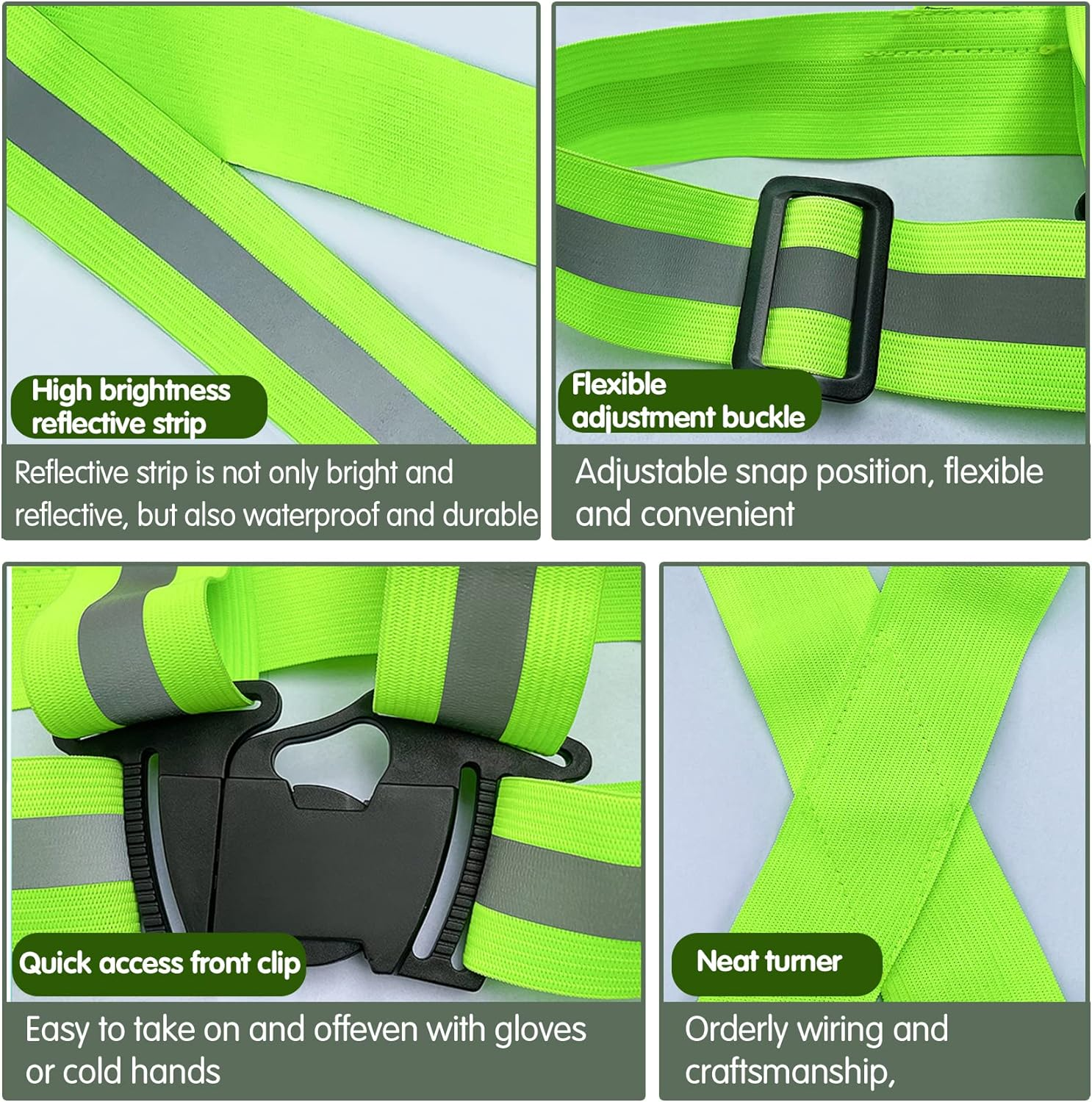Reflective Safety Vest 2Pcs - High Visibility Vest Adjustable Straps for Outdoor Jogging, Cycling, Walking