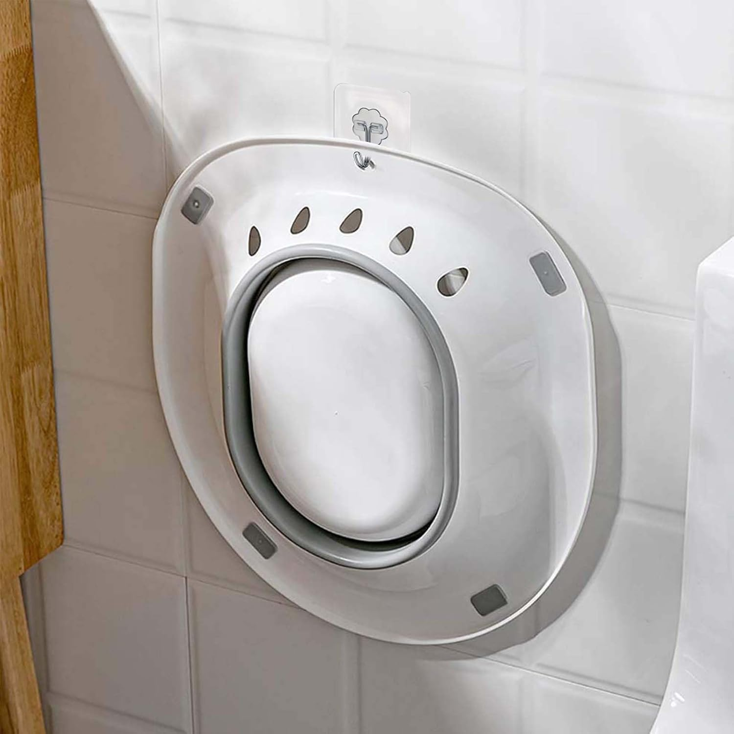 Foldable Portable Bidet with Hook - Large Capacity Wash Basin for Postpartum Recovery, Hemorrhoid Relief and Elderly Care, Fits Standard Toilets and Toilets (Gray) image number 4