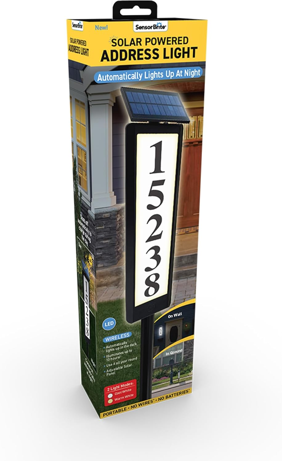 Sensor Brite Solar Powered Address Light, 360-Degree LED House Number Sign, Automatic & Adjustable Solar Address Sign, Includes 40 Numbers 4 X (0 to 9) & 26 Letters (A to Z) image number 6