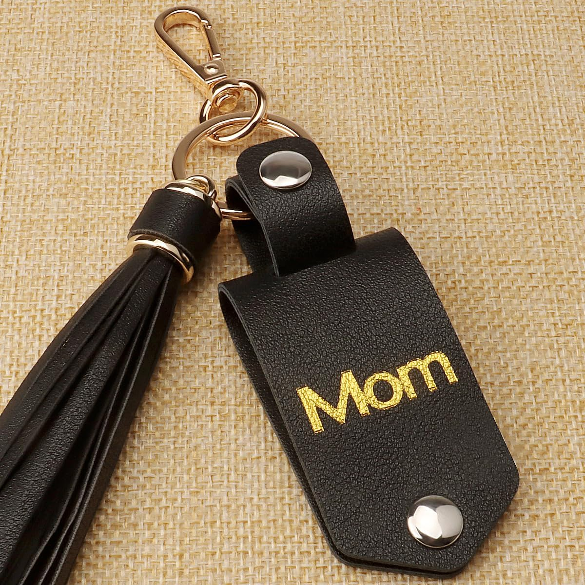 UGELOKI Engraved Leather Keychain for Mom - Mothers Day, Birthday, Christmas Gift for Women - Mom - Black C image number 4