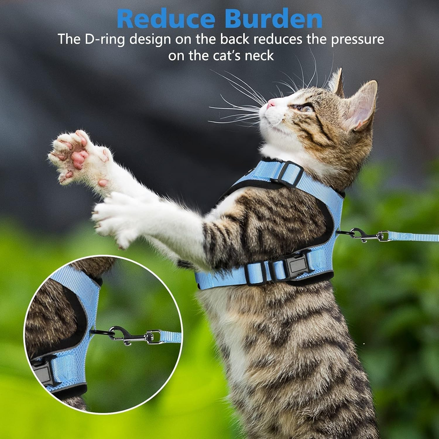 Limcryspp Cat Harness and Belt, Breathable Cat Belt, Adjustable anti Escape Soft Cat Vest Harness for Outdoor Activities S (Blue) - Pink image number 5