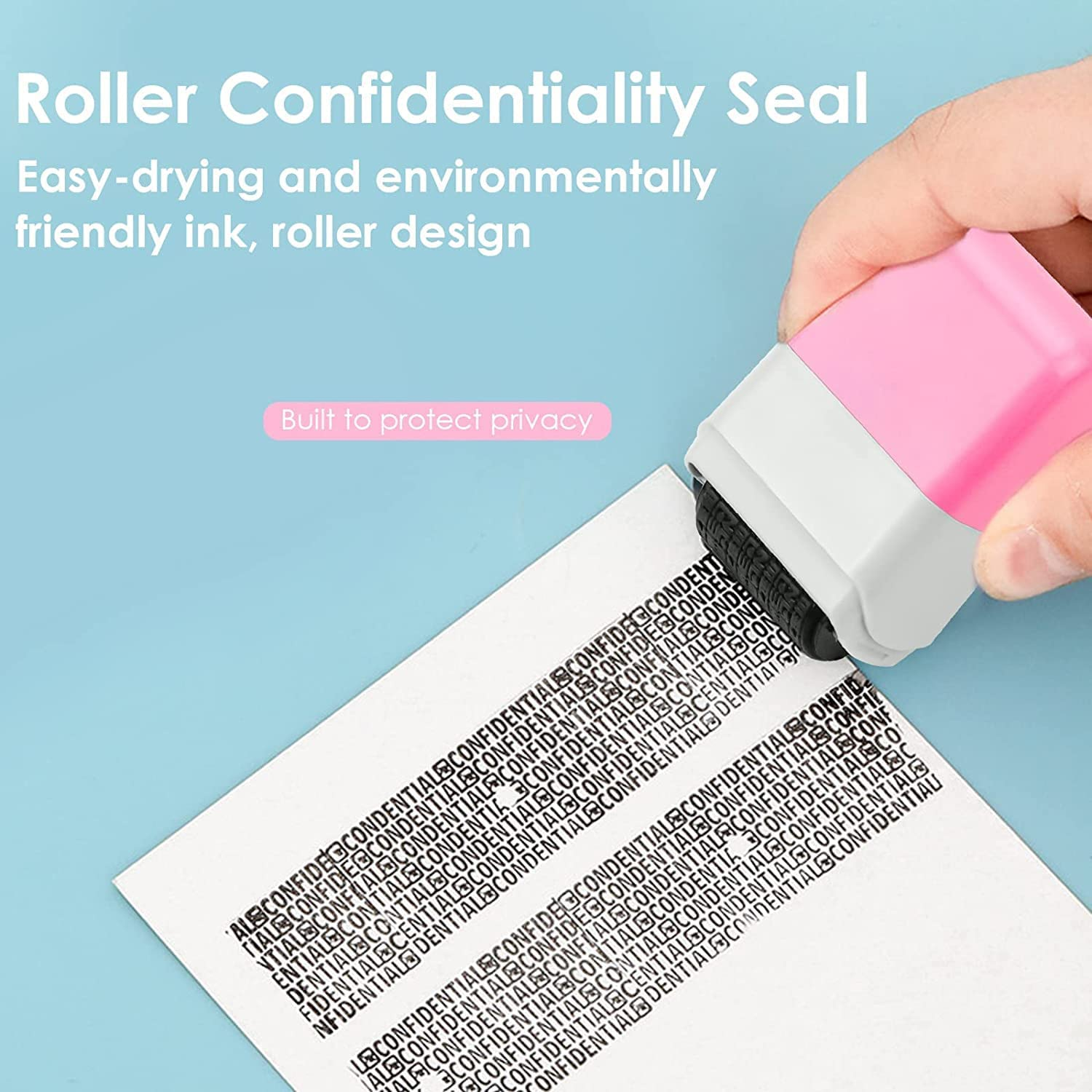 Pacify 3 PCS Identity Theft Protection Roller Stamp Wide Confidential Identity Data Guard Security Blocker Roller Stamps for School Home Office Privacy Protection (B-3PCS) image number 1