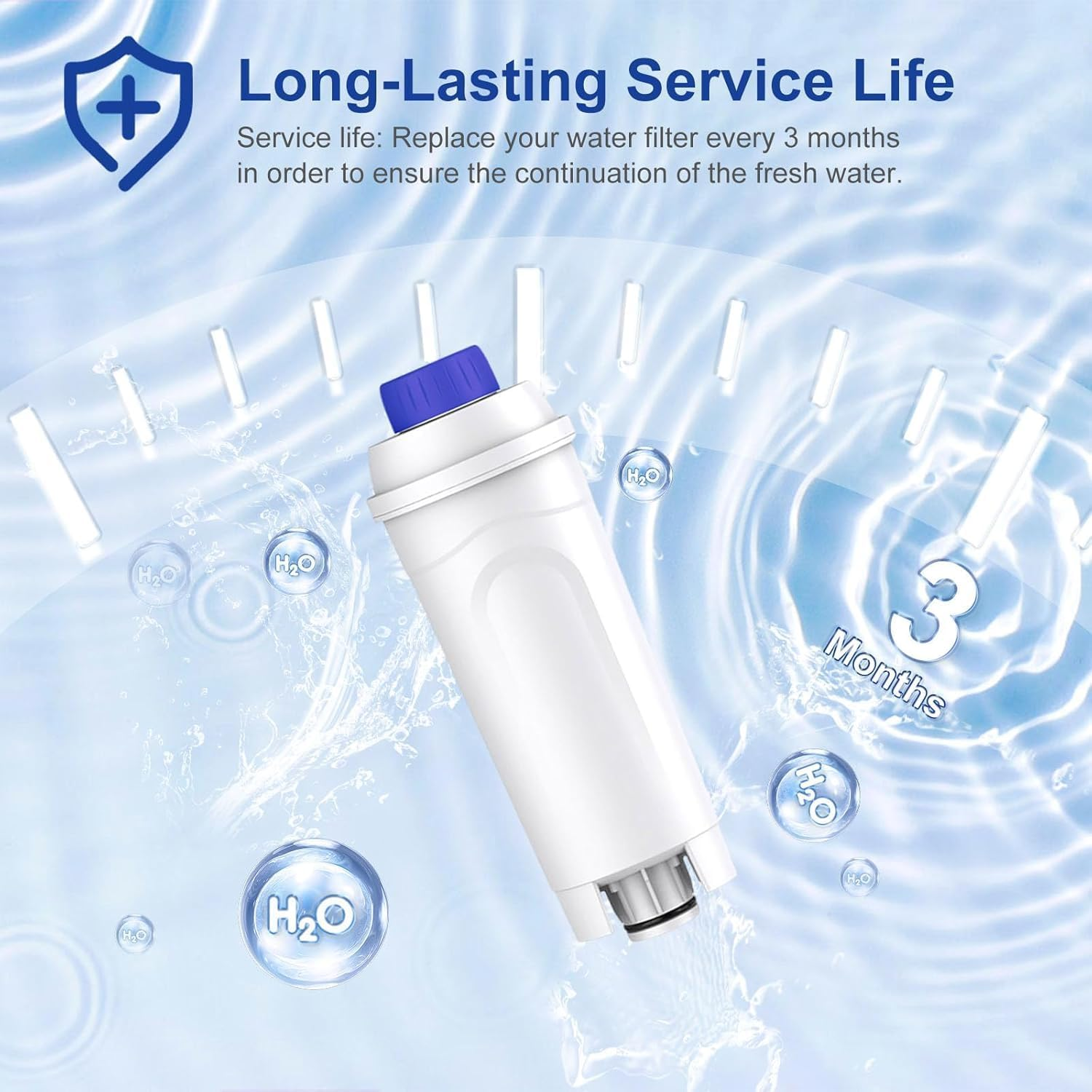 4 Pcs Replacement Water Filter for Delonghi Coffee Machine, DSLC002 Filter for De'Longhi Magnifica Evo, Dinamica, Eletta, ECAM, Esam, ETAM, Bco410/420, Ec680/800 image number 1