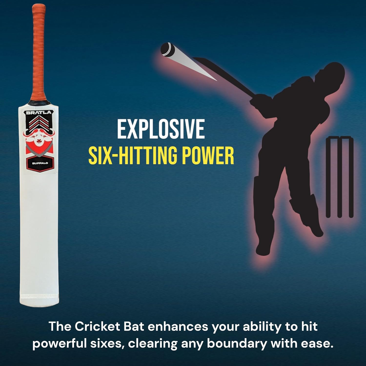 Cricket Bat for Tape Tennis Soft Ball - Lightweight Curved Profile | Powerful Strokes for Enhanced Performance | Adult Size, Lightweight Design image number 4